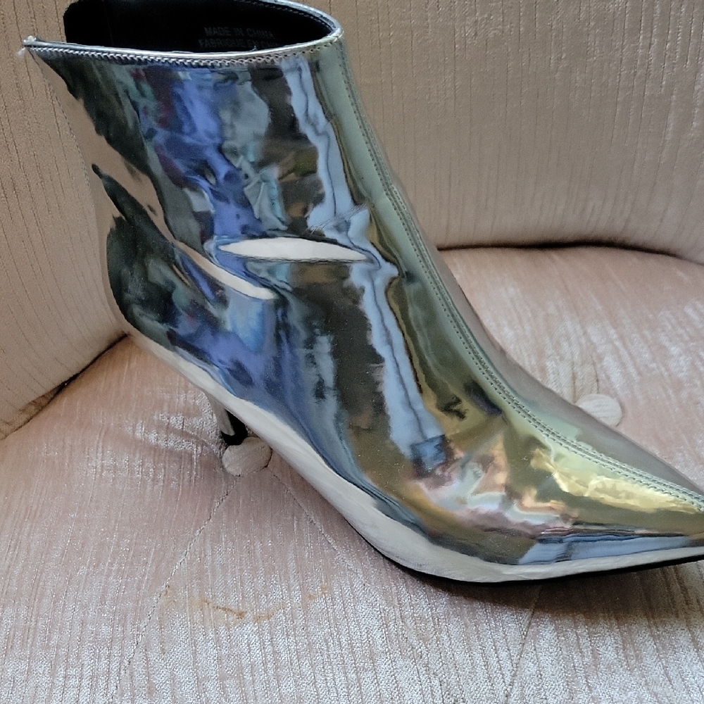 Koi Silver Ankle Boots with Iridescent Shine. Worn maybe once.